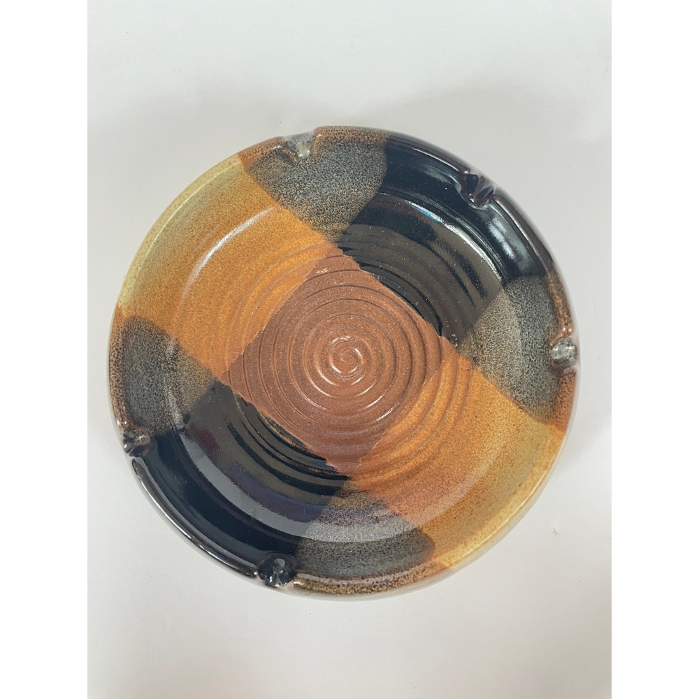 Vintage Pottery Craft USA Stoneware Bowl | MCM Speckled Glaze Ceramic Ashtray
